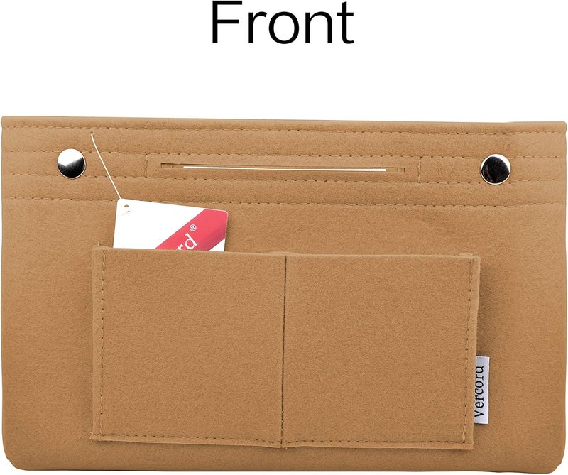 Vercord Felt Purse Tote Organizer Insert Divider Inside Handbag for Women Medium Brown - Image 4